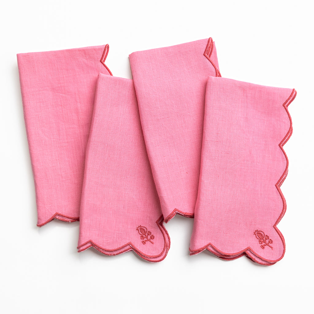 Scalloped Buti Wild Rose Napkins – Set of 4
