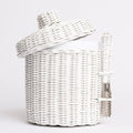 White Wicker Ice Box with Tong