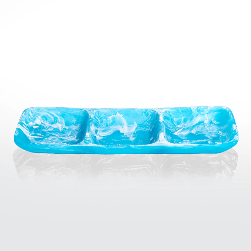 3 Part Tray Large - Aqua Swirl