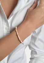 Bamboo Enameled Hinged Bangle (Pink)