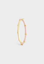 Bamboo Enameled Hinged Bangle (Pink)