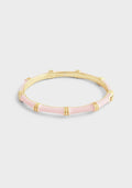 Bamboo Enameled Hinged Bangle (Pink)