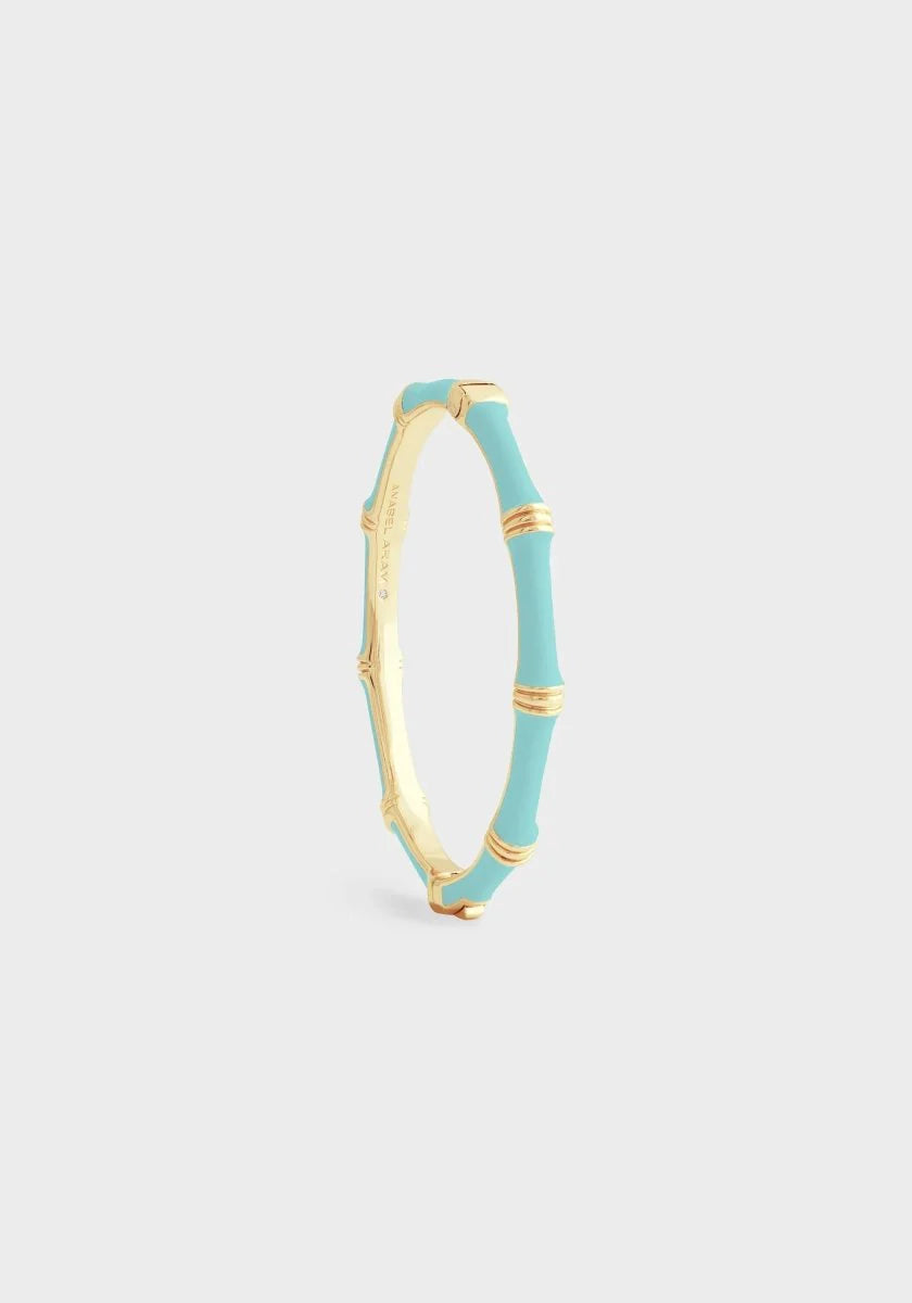 Bamboo Enameled Hinged Bangle (Turquoise)