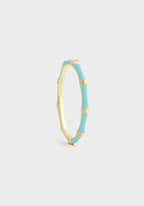 Bamboo Enameled Hinged Bangle (Turquoise)