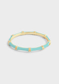 Bamboo Enameled Hinged Bangle (Turquoise)