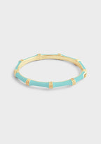 Bamboo Enameled Hinged Bangle (Turquoise)