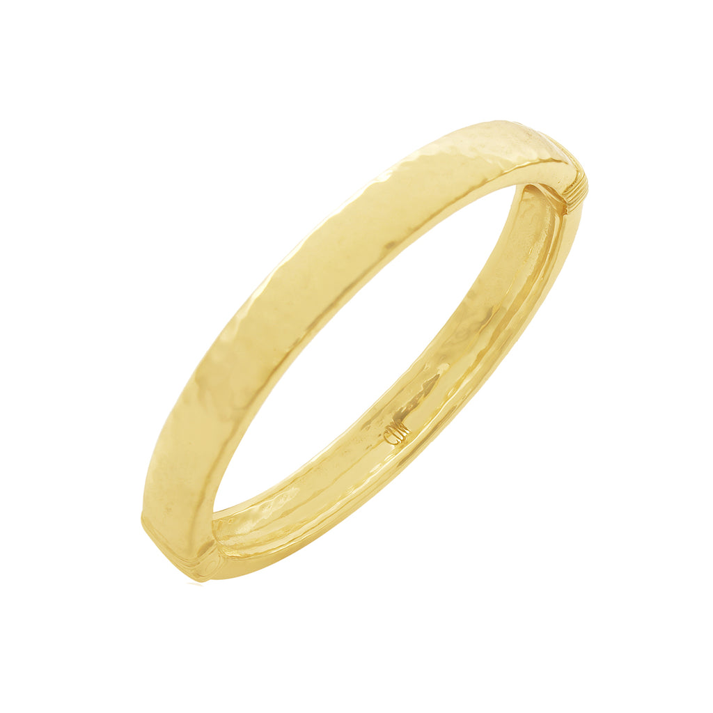 Cleopatra Oval Hinged Bangle, M/L - Gold