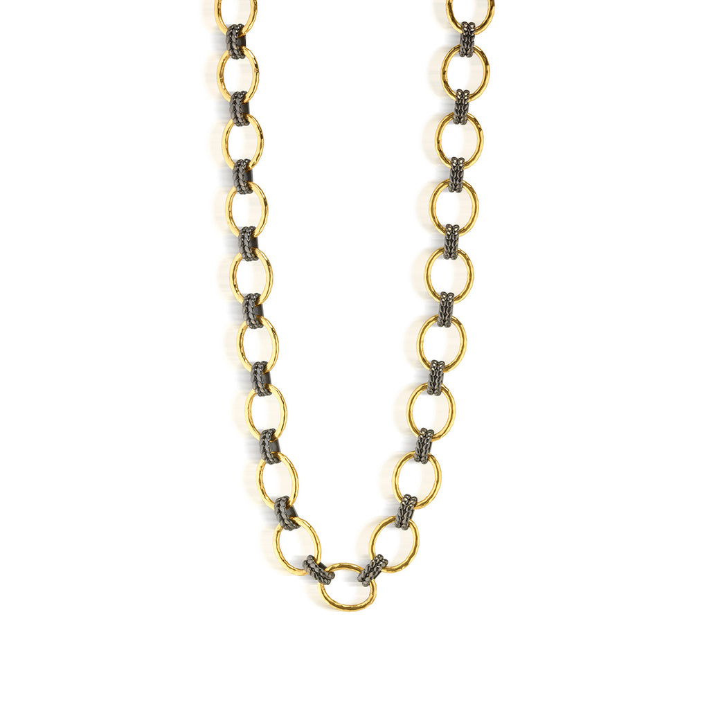 Cleopatra Grande Link Necklace, 16"+2" - Gold/Midnight
