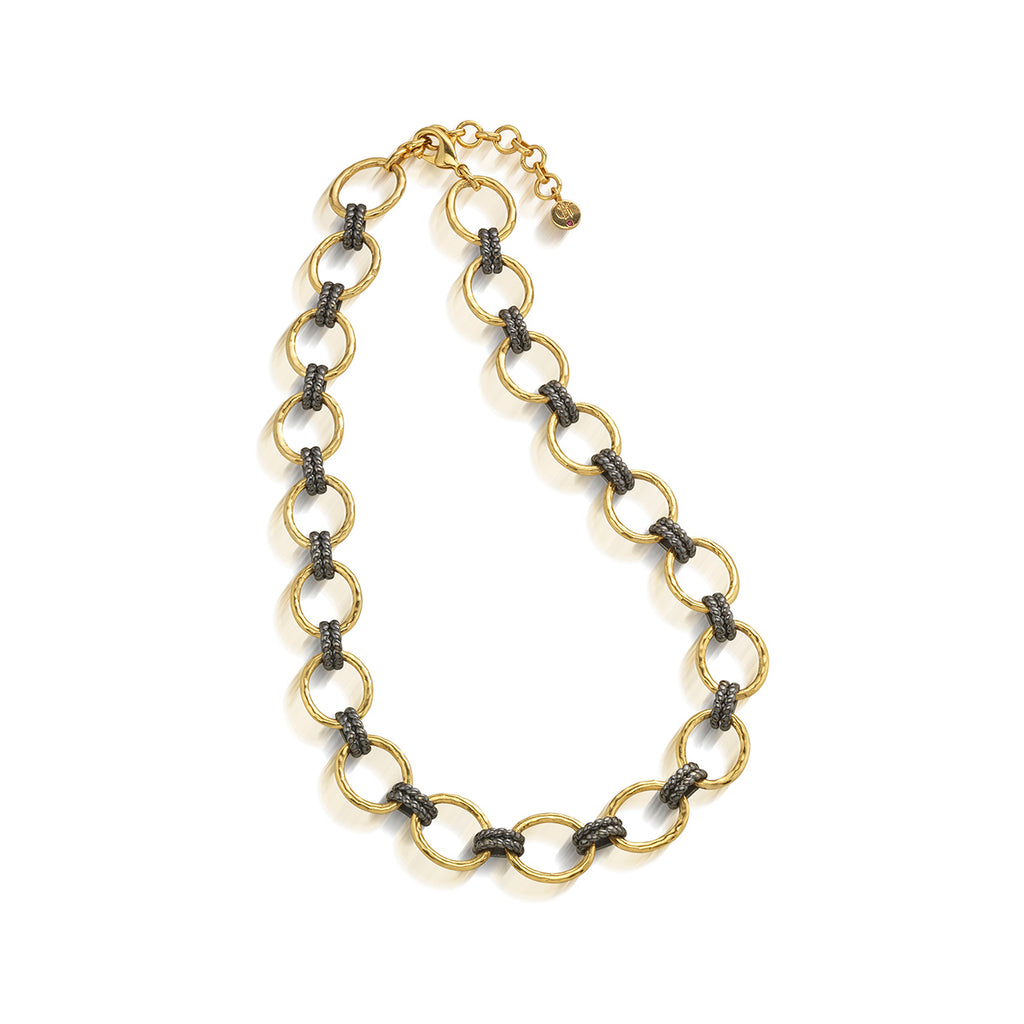 Cleopatra Grande Link Necklace, 16"+2" - Gold/Midnight