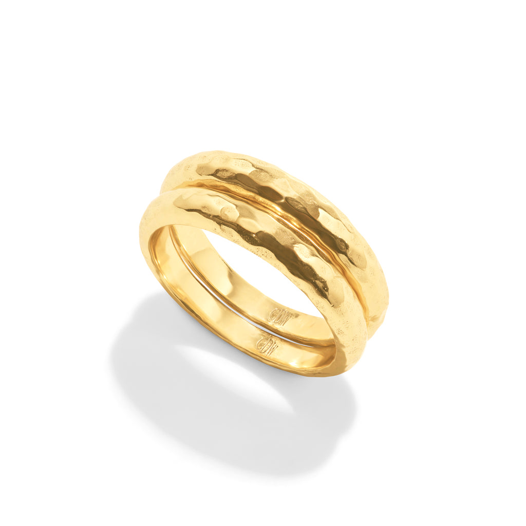Cleopatra Slice Stacking Ring Set, Size 7 - Gold