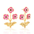 Dianthus Convertible Bouquet Post Earrings - Enamel/Jade