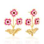 Dianthus Convertible Bouquet Post Earrings - Enamel/Jade