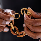 Earth Goddess Link Bracelet, 7"+1.5" - Teak