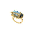 Scarab Ring, Size 7 - Blue Labradorite/Black Agate