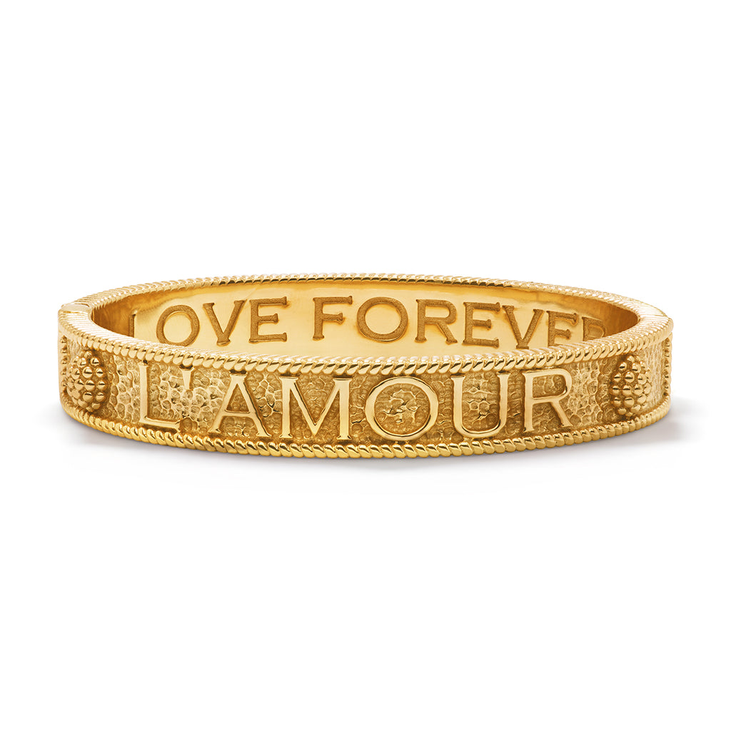 L'Amour Toujour Hinged Bangle - Gold "L'Amour Toujour"