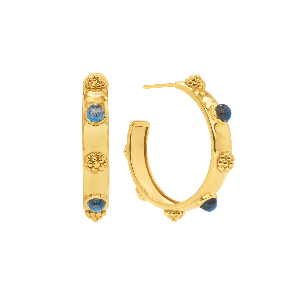 Cleopatra Hoop Earrings - Gold/Blue Labradorite