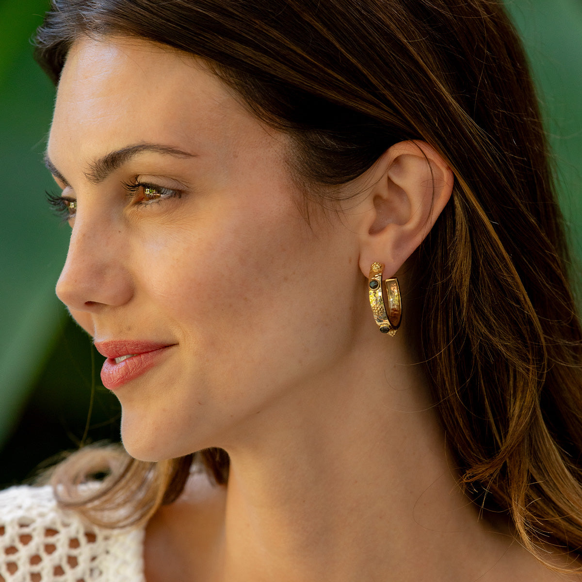 Cleopatra Hoop Earrings - Gold/Blue Labradorite