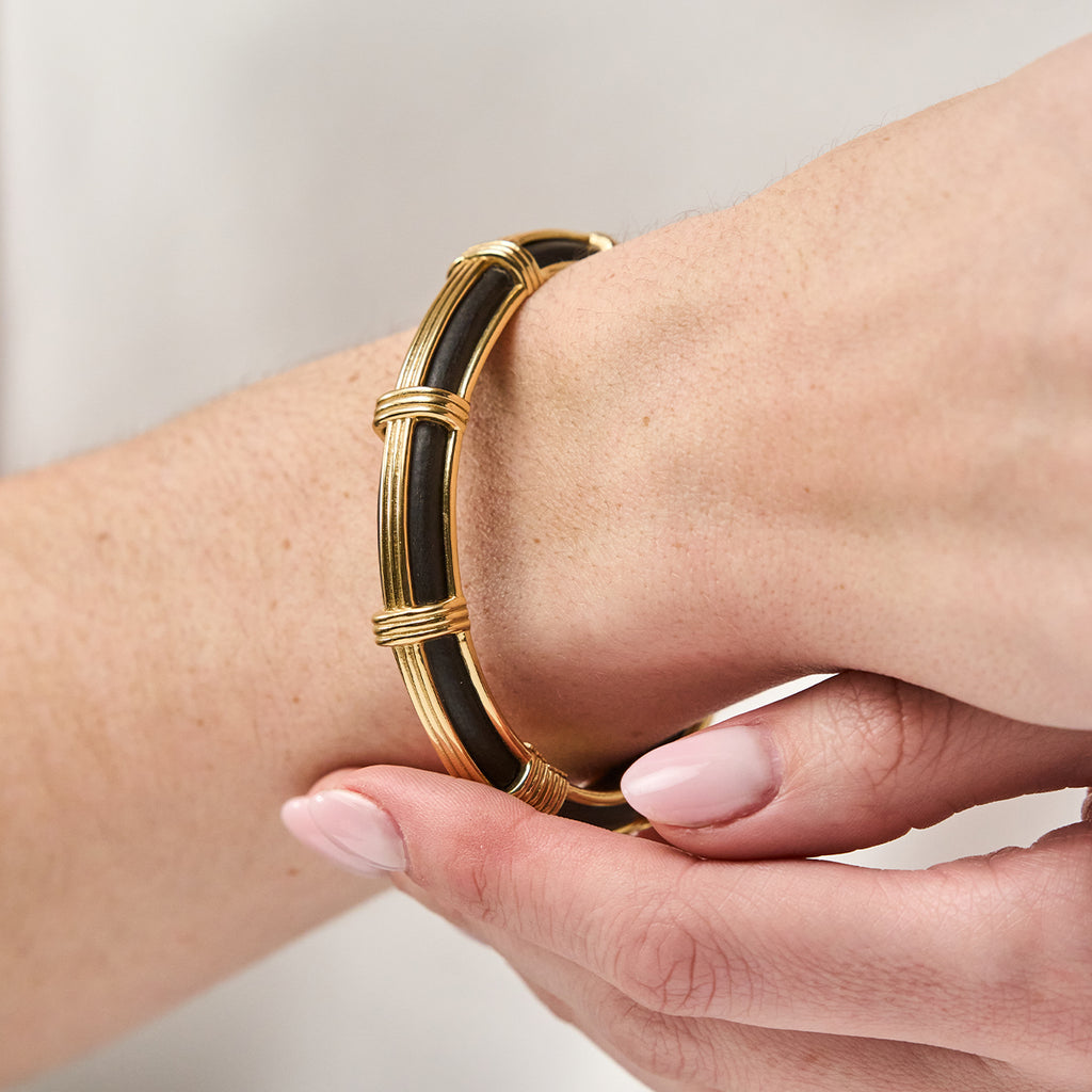 Gaia Petite Hinged Bangle S/M - Ebony