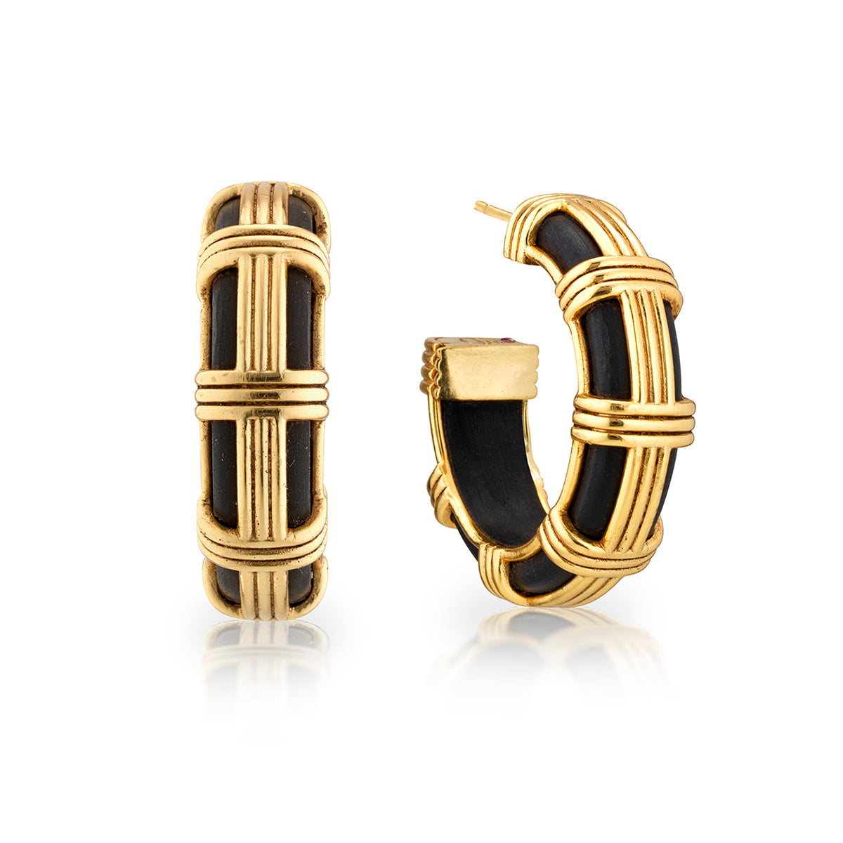 Gaia Cage Hoop Earrings - Ebony
