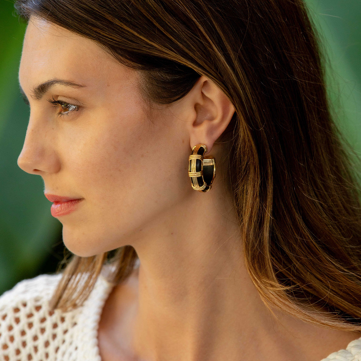 Gaia Cage Hoop Earrings - Ebony