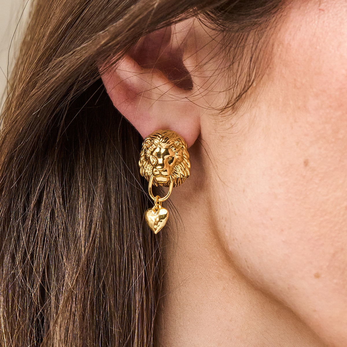 Lionheart Post Earrings - Gold