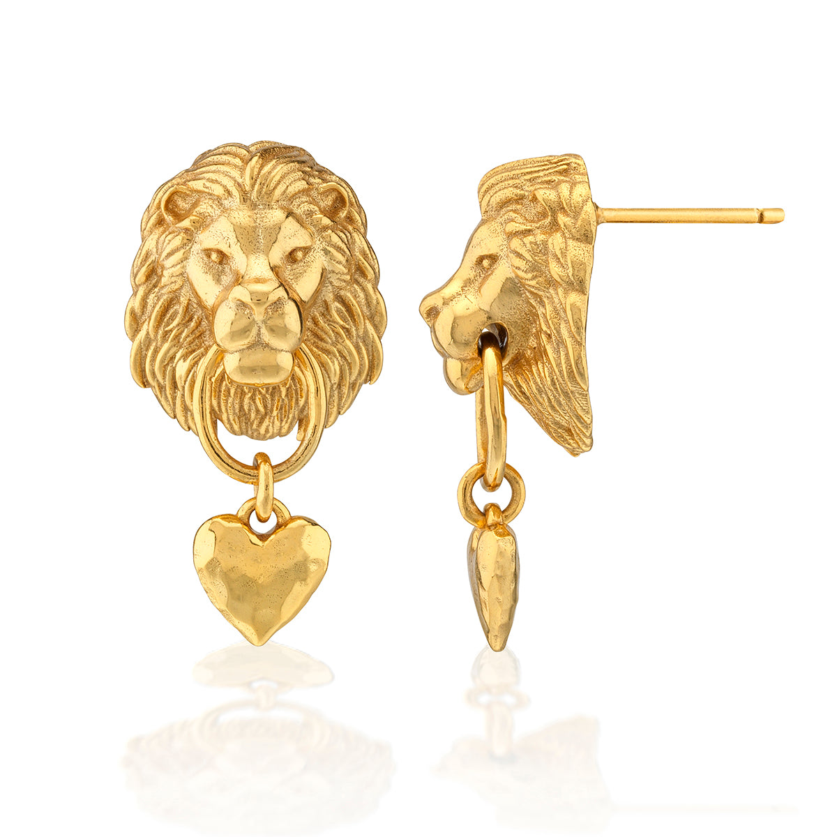 Lionheart Post Earrings - Gold