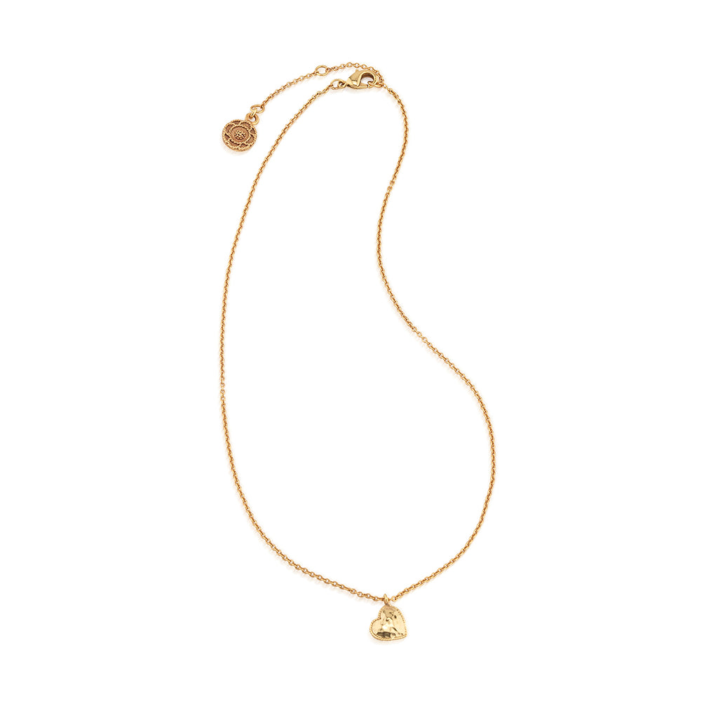 Love Heart Charm Necklace, 16"+2" - Gold