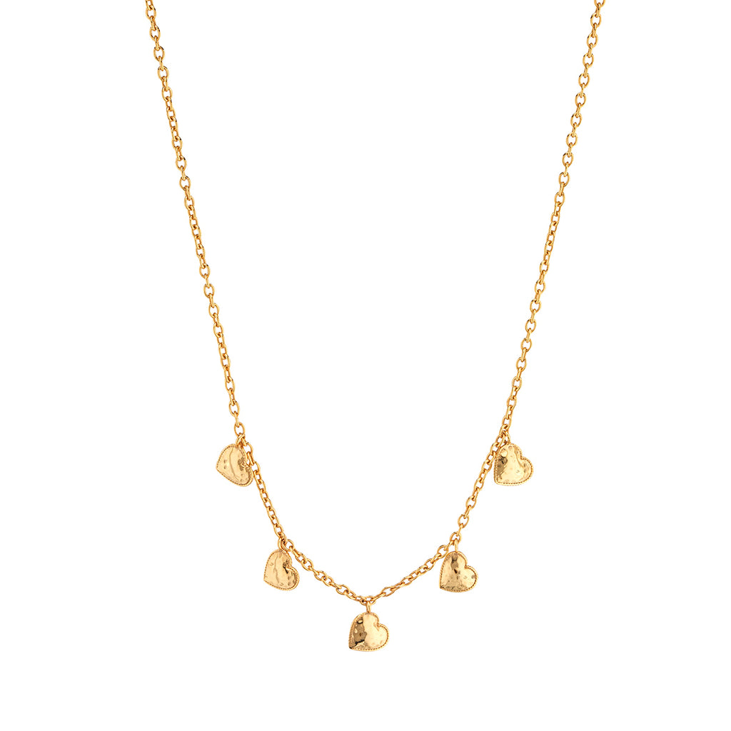 Love Heart Multi-Station Necklace, 16"+2" - Gold