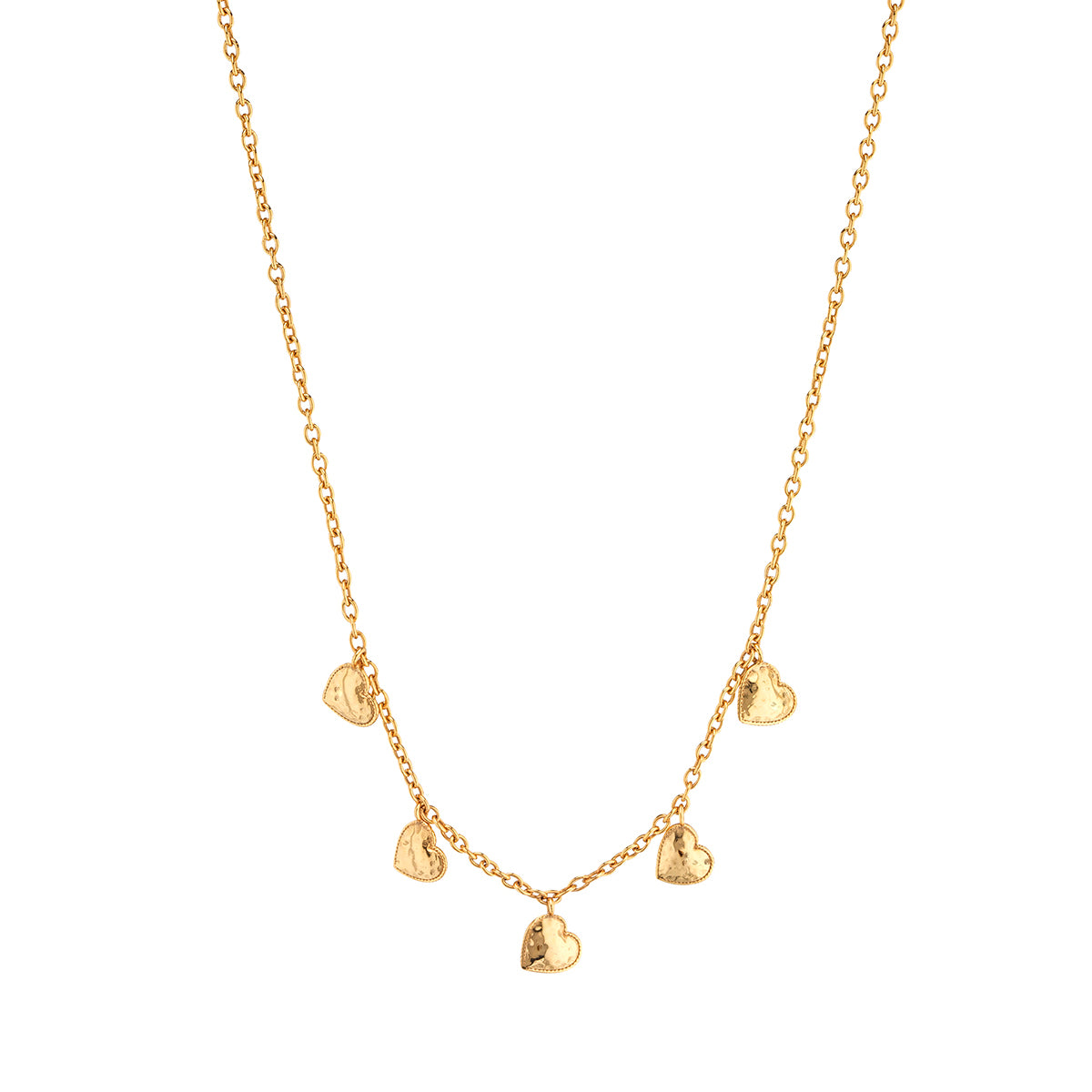 Love Heart Multi-Station Necklace, 16"+2" - Gold