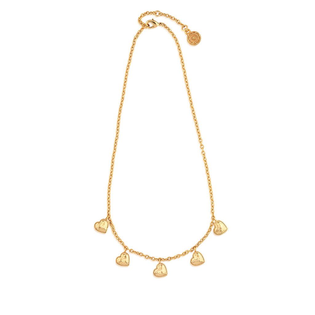Love Heart Multi-Station Necklace, 16"+2" - Gold