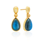 Cleopatra Gem Post Earrings - Blue Labradorite