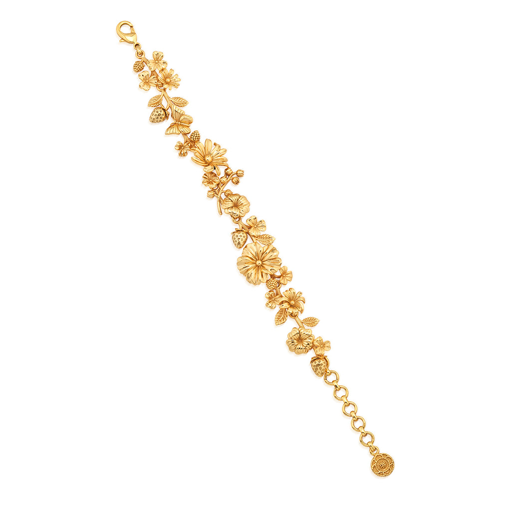 Meadow Bouquet Link Bracelet, 7"+2" - Gold
