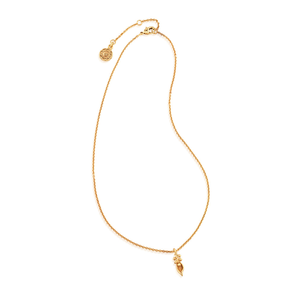 Meadow Lily Charm Necklace, 16"+2" - Gold