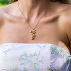 Meadow Bouquet Charm Necklace, 16"+2" - Gold
