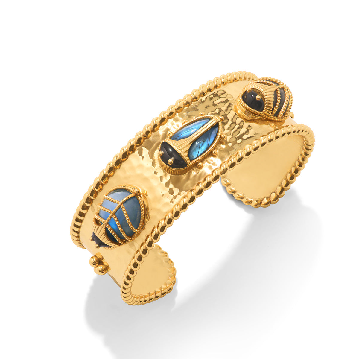 Scarab Family Cuff - Blue Labradorite/Black Agate