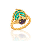 Scarab Petite Ring - Amethyst/Turquoise, Size 7