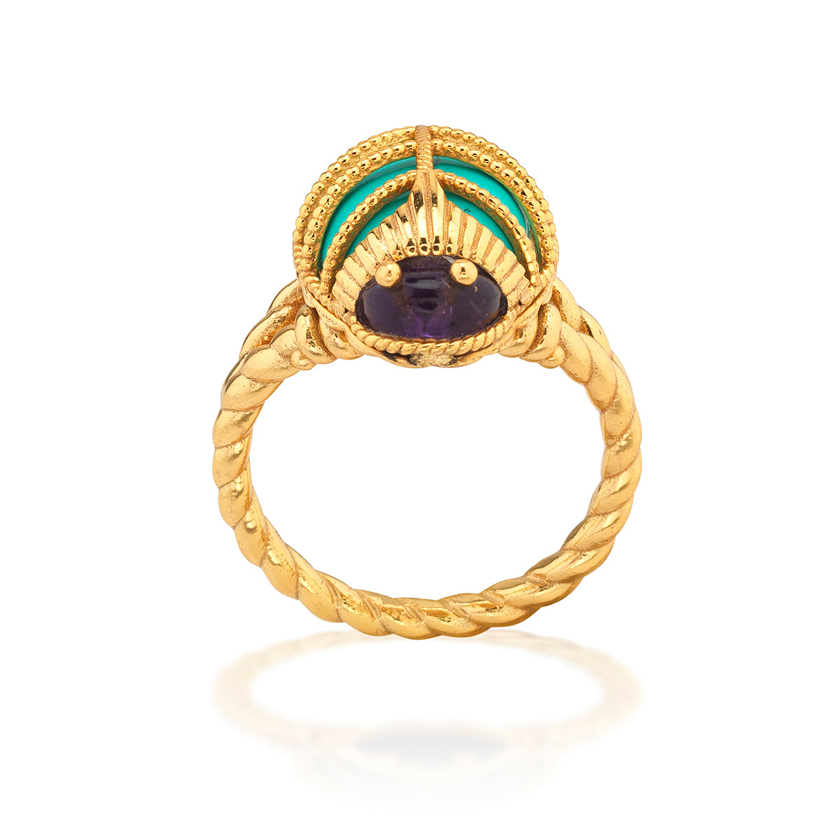Scarab Petite Ring - Amethyst/Turquoise, Size 7