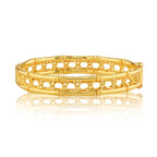 Veranda Caning Hinged Bangle S/M - Gold