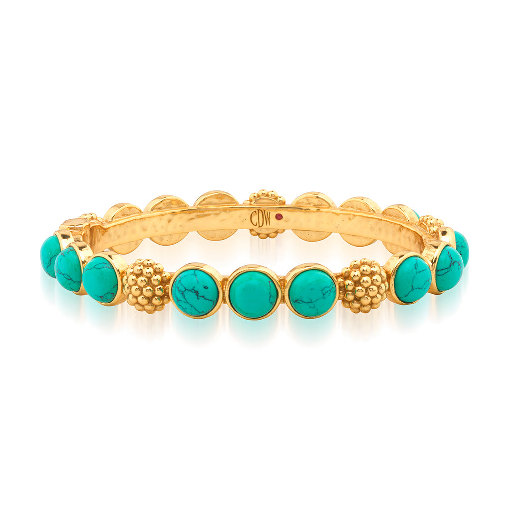 Berry Gem Hinged Bangle - Turquoise