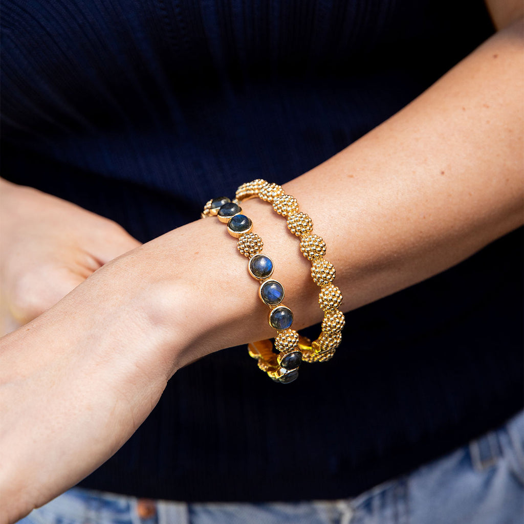 Berry Gem Hinged Bangle - Blue Labradorite