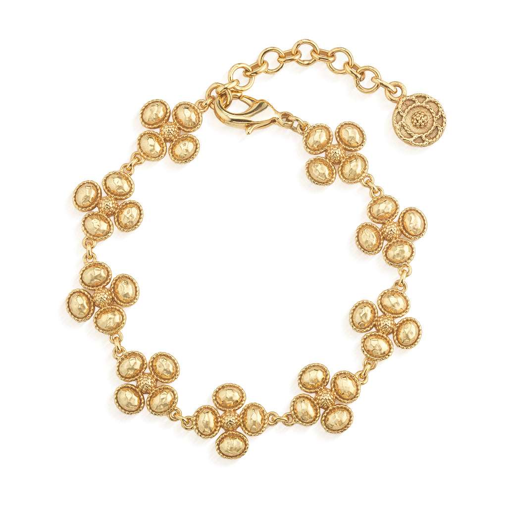 Berry Clover Linear Bracelet, 7"+2" - Gold
