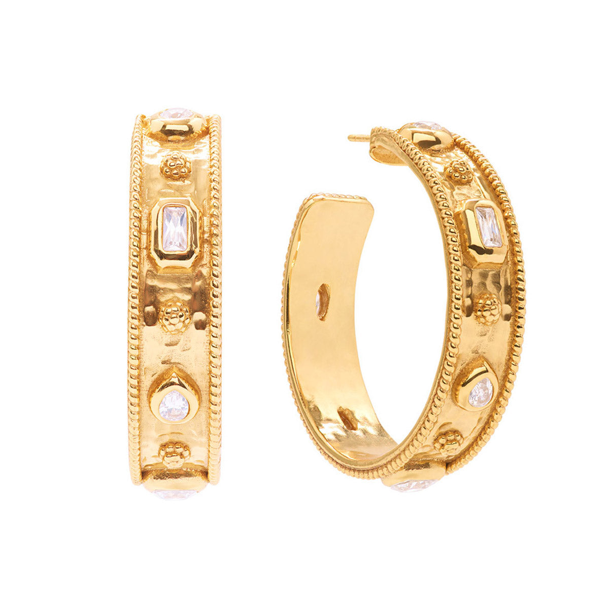 Berry Hoop Earrings- Clear Cubic Zirconia