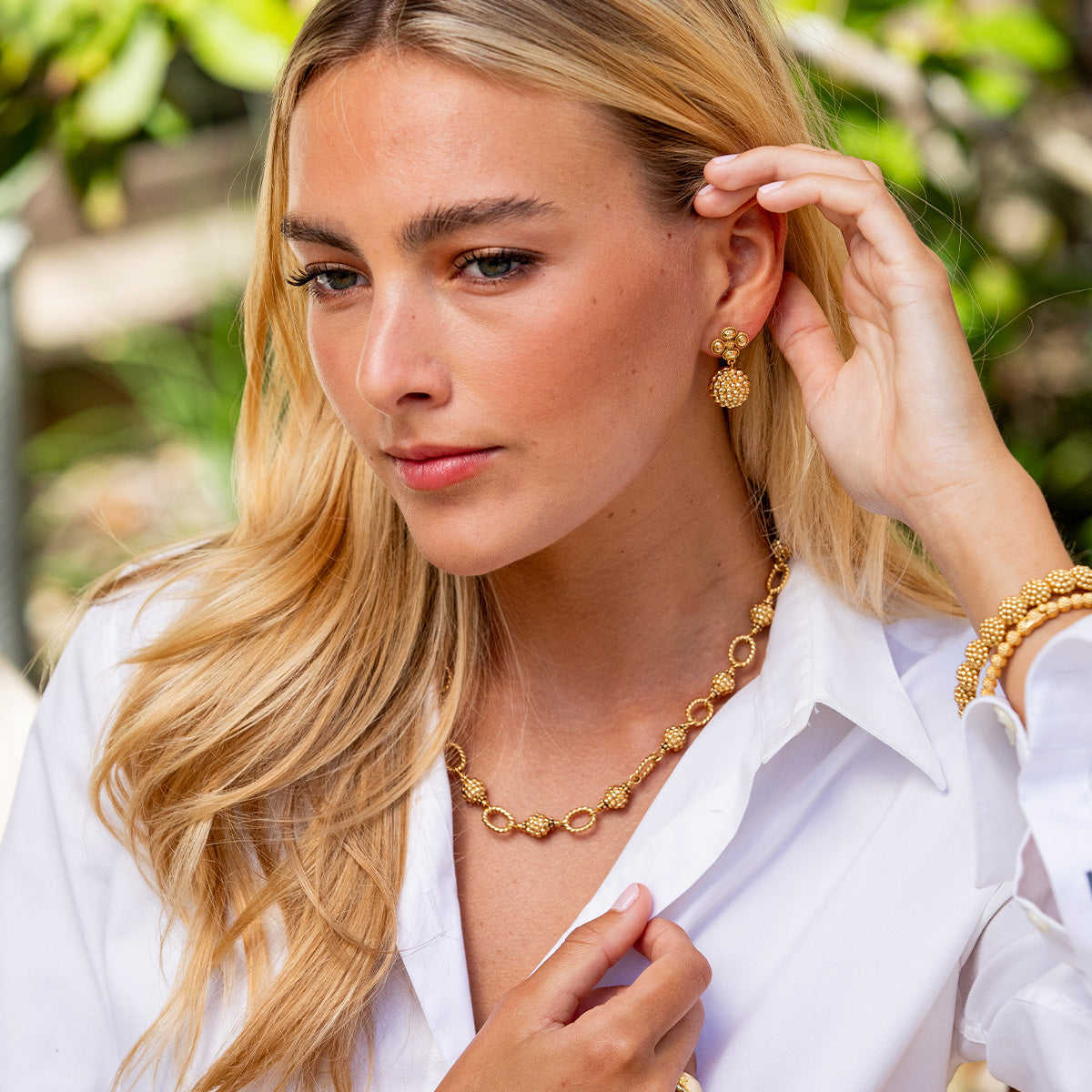 Berry Clover Drop Earrings - Gold