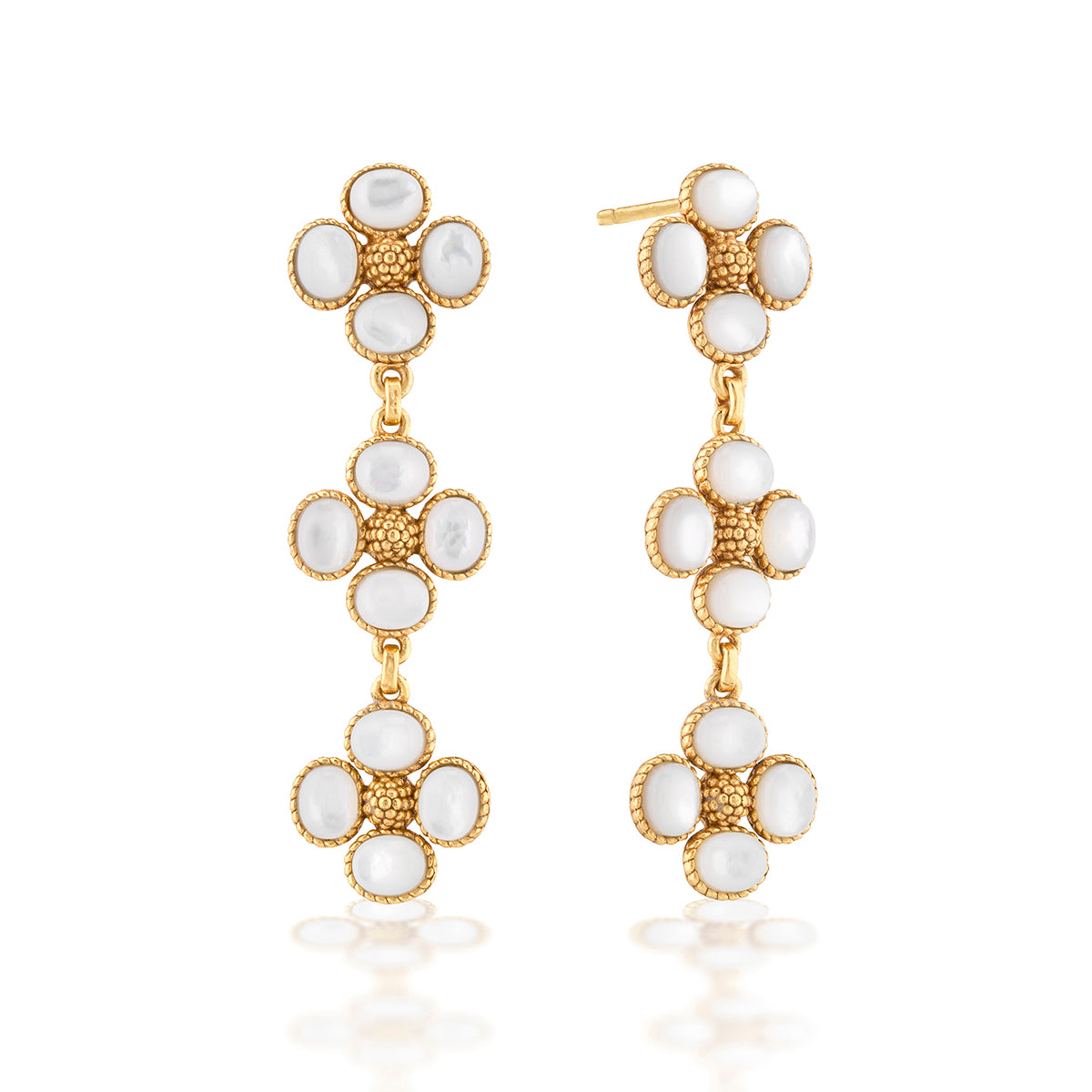 Berry Clover Linear Earrings - MOP