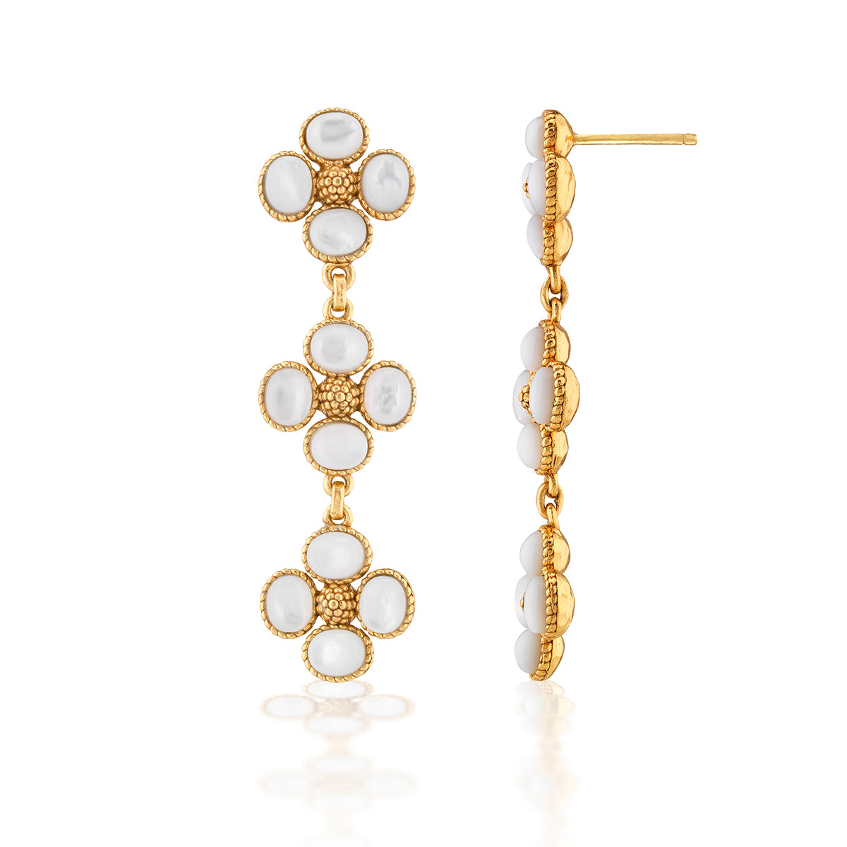 Berry Clover Linear Earrings - MOP