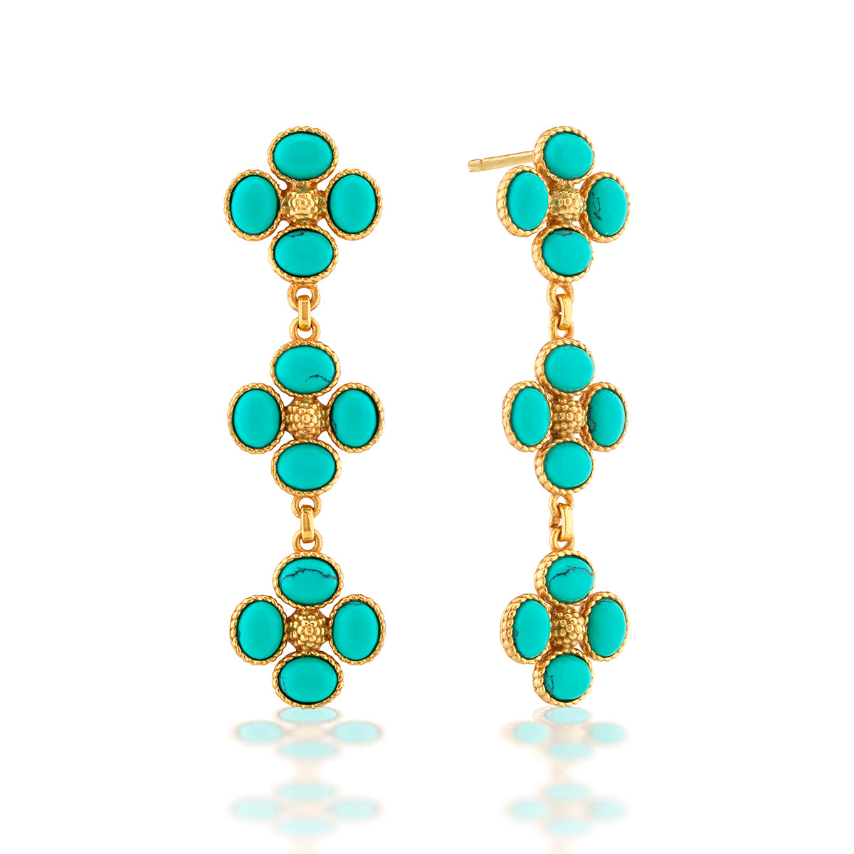 Berry Clover Linear Earrings - Turquoise