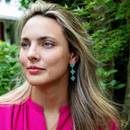 Berry Clover Linear Earrings - Turquoise