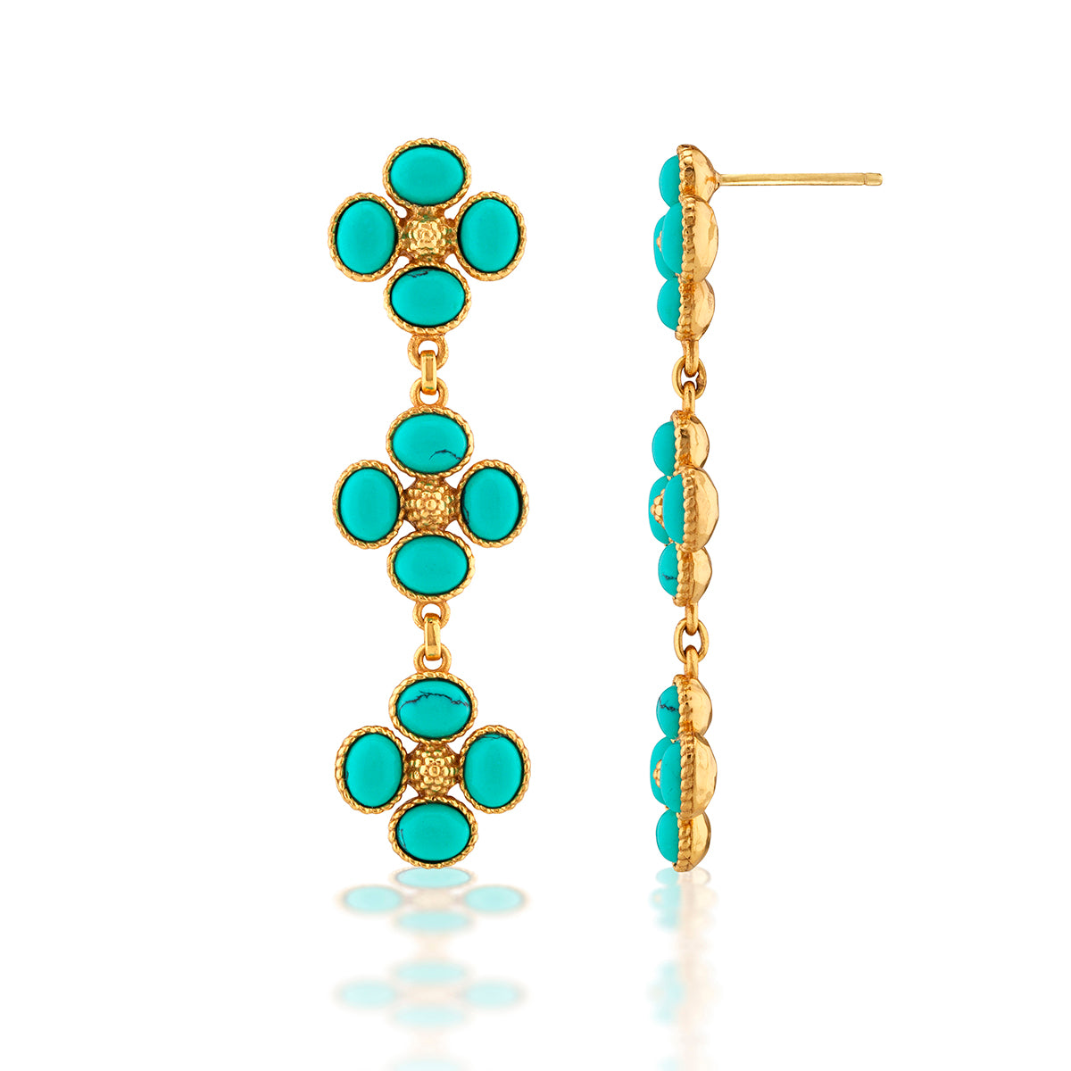 Berry Clover Linear Earrings - Turquoise