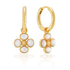 Berry Clover Hoop Earrings with Double Sided Charm - MOP