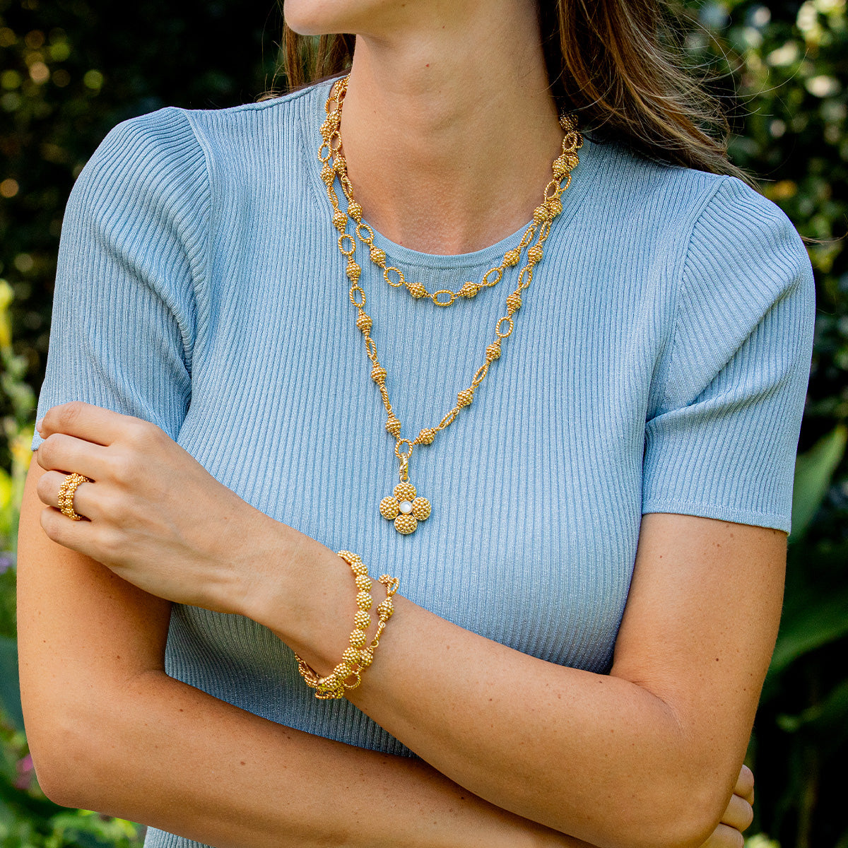 Cleopatra Small Link Necklace, 16"+2" - Gold